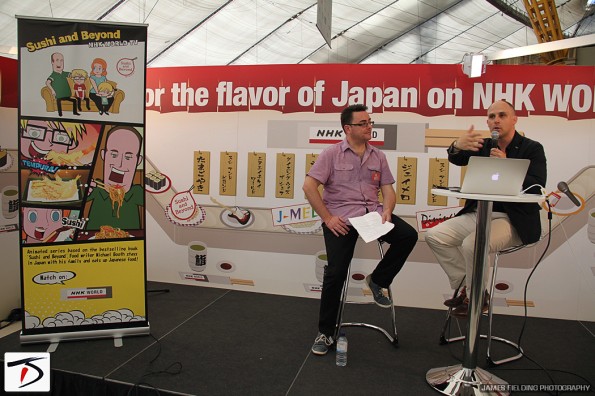 Author Michael Booth being interviewed by Diverse Japan editor-in-chief, Spencer Lloyd Peet 